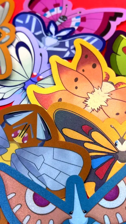 Die-cut vinyl insect and butterfly stickers with matte finish